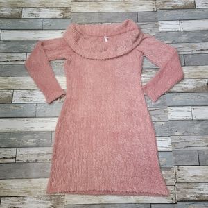 Xhilaration Womens Large Cowl Neck Eyelash Knit Long sleeve sweater dress pink